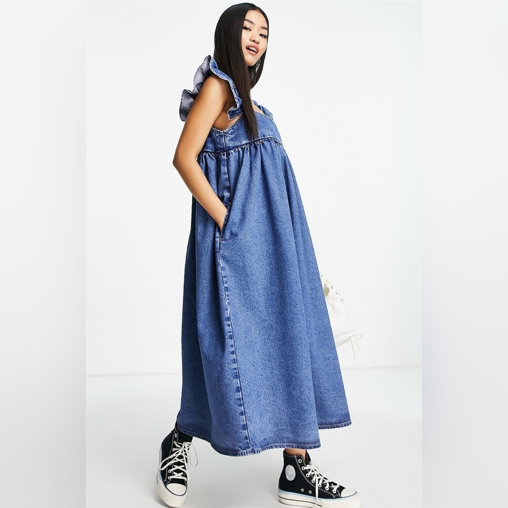 ASOS DESIGN cotton blend denim dress